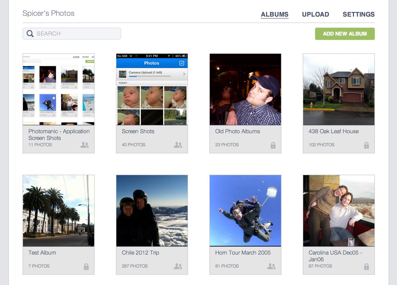 Photomanic photo gallery interface